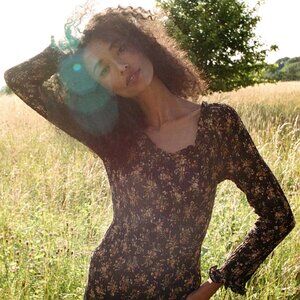 Dôen Roselia Dress Foxglove Black Floral Smocked New with Tags Size Small $498